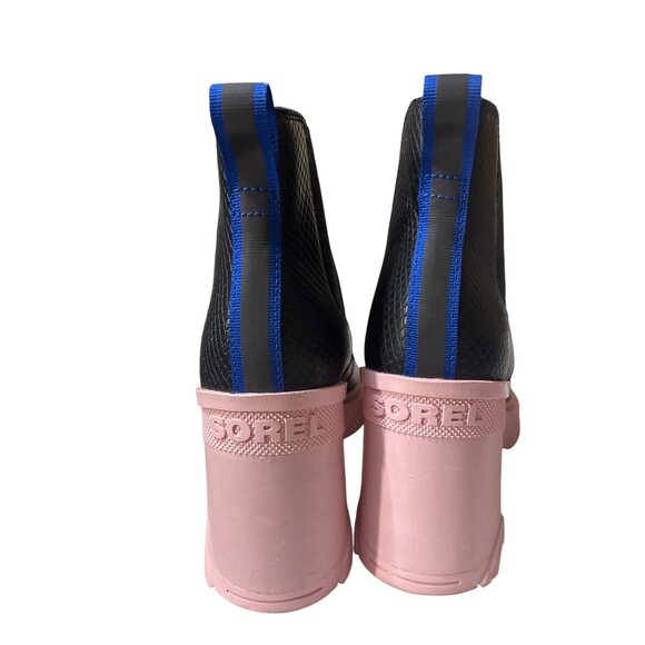 Sorel Womens Kinetic Conquest Heeled Boots Size 10 Black & Pink Snake-Embossed L - Picture 4 of 7